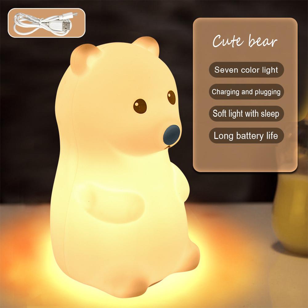 Night Light Cute Rabbit Colorful Light Voice Controlled Clap Lamp Pat Lamp Night Feeding Baby Bedroom and Kid's Christmas Gift