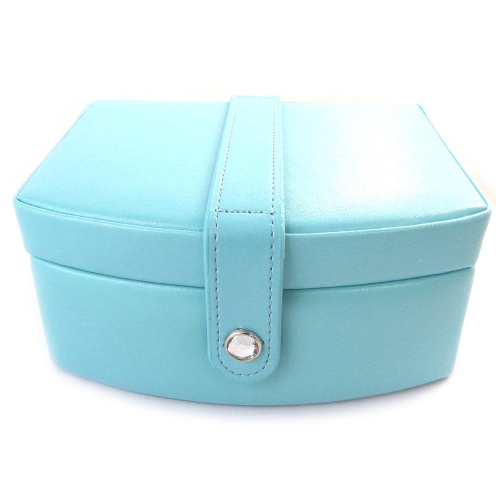 Les Trésors De Lily [N5758] - 'So British' Turquoise Gray Jewelry Box (small Polka Dots) - 16. 3x12. 7x7. 5cm