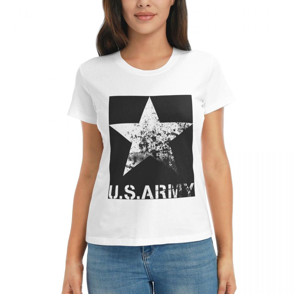 Women TShirt America Army Military Star Summer Short Sleeve Tees Crew Neck Cotton T Shirts Clothes Tops Streetwear