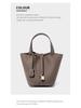 Women's Genuine Leather Bucket Bag - Top Layer Cowhide, Versatile Vegetable Basket Handbag