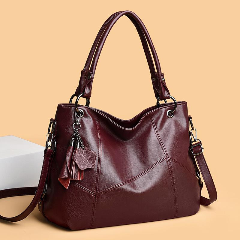 New Women's Crossbody Bag, Large Capacity, Soft Leather, Mom Bag, European and American Style, Shoulder Bag, Tassel Tote Bag