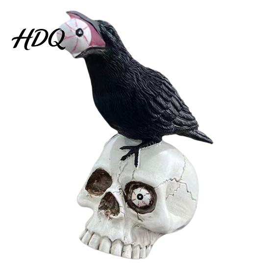 Ornamenti Cranio di Halloween Corvo su Arredo Casa Corvo Gotico Decorazione Desktop Statua
