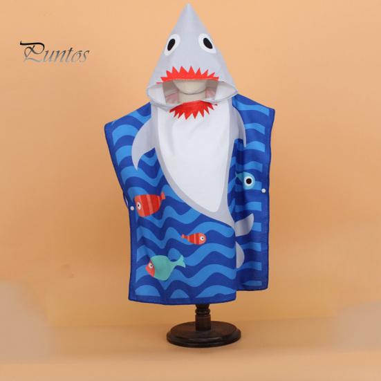Children Bath Towel Cartoon Printing Kids Beadch Hooded Bath Wrap Poncho Quick-drying Super Absorbent Swimming Towel Windproof Wearable Towel Toddler