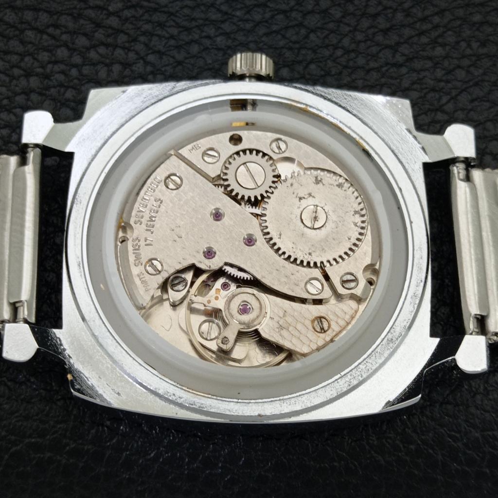 HAND-WINDING VINTAGE SWISS MENS REFURBISHED SEA GREEN COLOR DIAL WATCH A707270-1