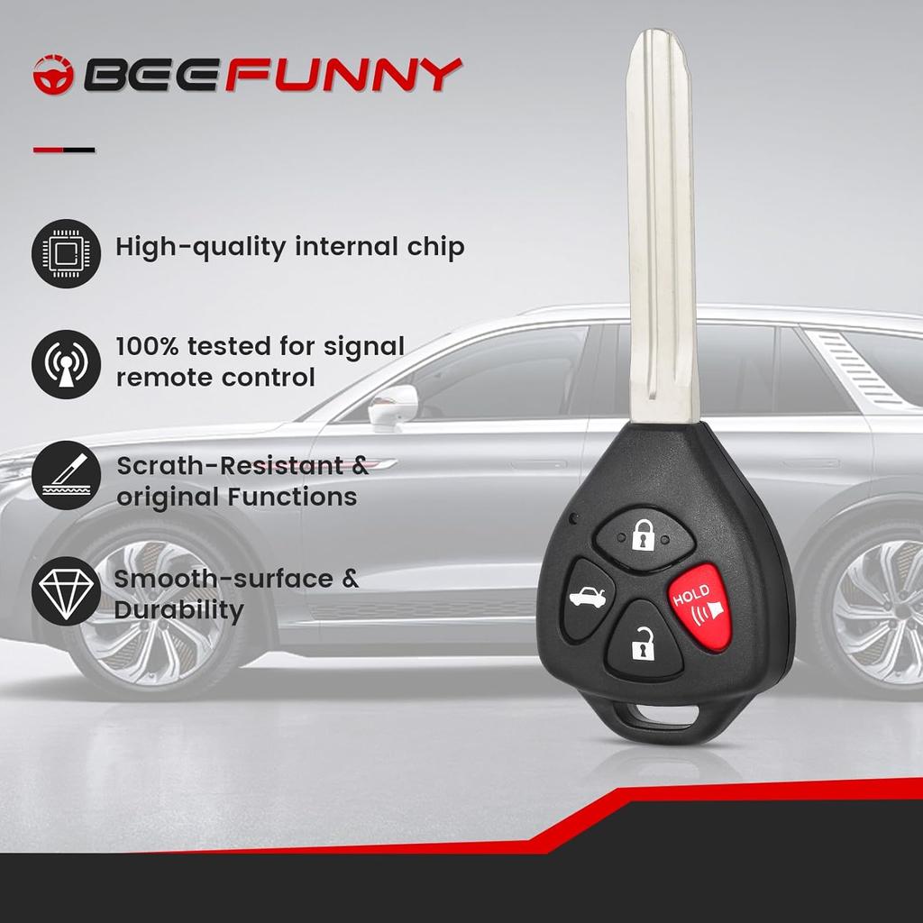 Beefunny Upgraded Remote Car Key Fob for Toyota Camry Corolla Matrix Sienna Solara, for Pontanic Vibe Key Fob Replacement FCC ID: GQ43VT14T 315MHz