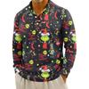 Men's Casual Christmas Print Button Long Sleeve Shirt