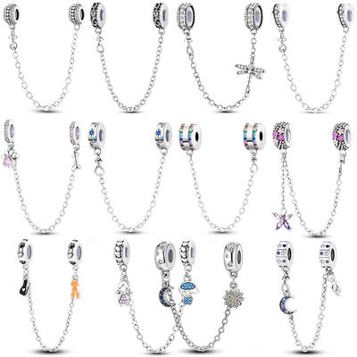 Nuova Serie di Catene di Sicurezza Placcate in Rame Gatto Rosa Luna Stella Tappi in Silicone Clip Charm Adatto a Braccialetto Originale Collana Colore Diy W