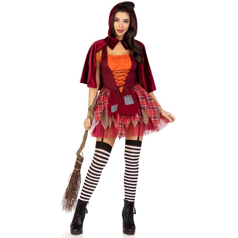 Halloween Witch Also Crazy Wicked Witch Little Red Riding Hood Cosplay Red Dress Show Costume