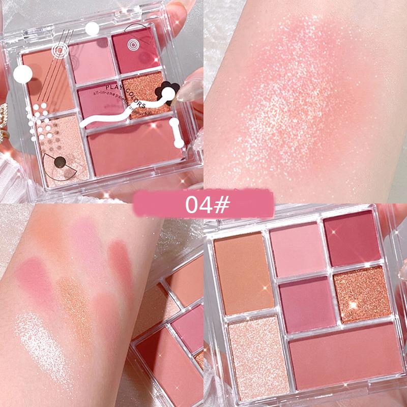 1PC Transparent Party Pearlescent Date Makeup Earth Color Eye-catching Seven Colors Stage Eye Shadow Plate Makeup Multi-function