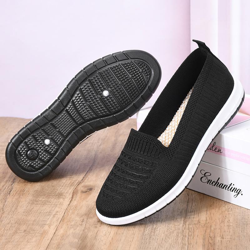 Middle-Aged and Elderly Women's Mesh Soft-Soled Work Shoes, Comfortable Slip-On Shallow Shoes, Non-Slip Casual Shoes, Mother's Shoes