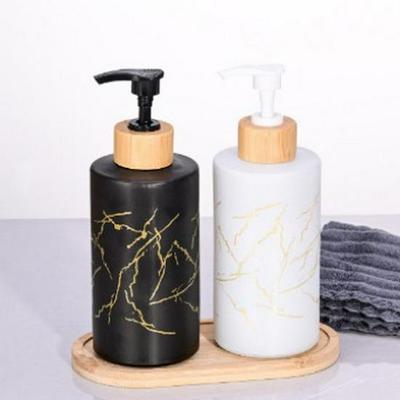 Marble Glass Liquid Soap & Shampoo Dispenser - Press-Type, Refillable, Thickened Bottle