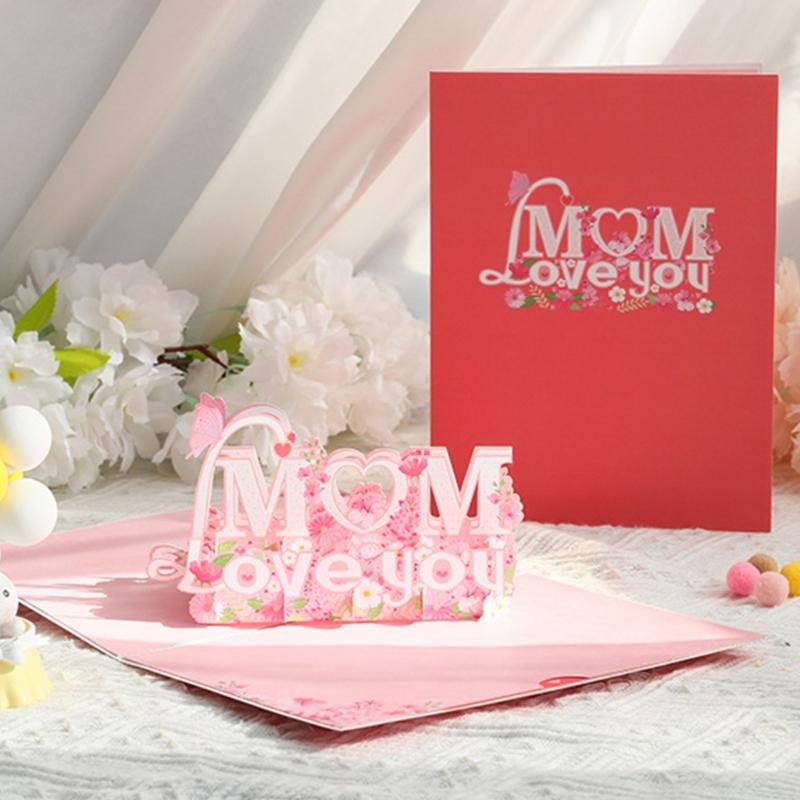 3D Muttertag Liebe Mama Grußkarte Party Nachrichtenkarten Zubehör für Oma Frauen Festival Karten Dekoration