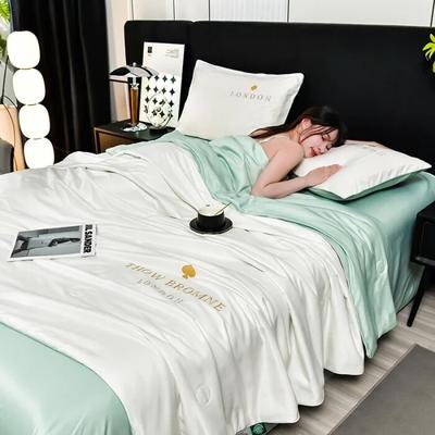 Summer Comforter Set Home Textile Ice Quilt Bed Sheet Pillowcase 4pc Bedding Set Light Luxury Embroidery Summer Blanket Washable