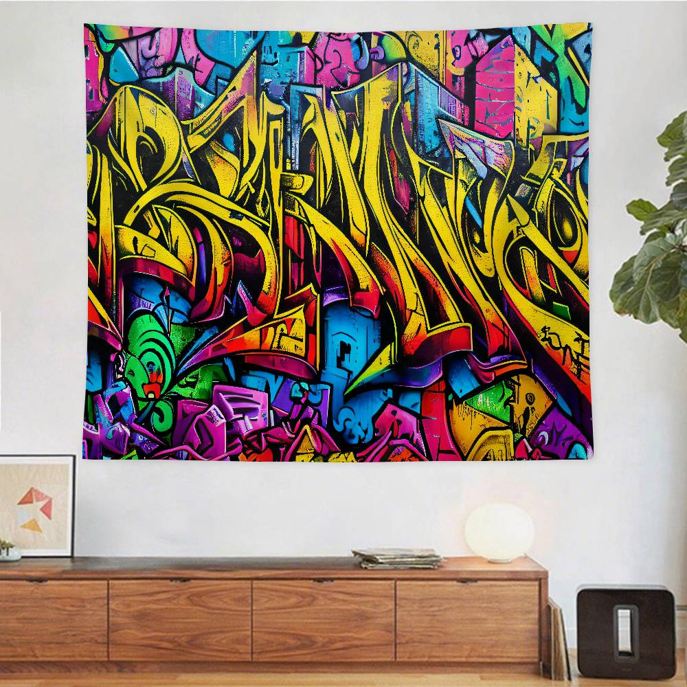 Street Graffiti Tapestry Wall Hanging Tapestry Art Deco Style Blanket Curtain Home Bedroom Living Room Decoration
