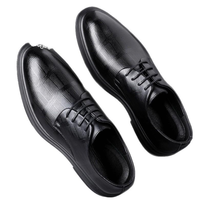 Leather shoes men's 2025 winter new business cotton dress leather shoes trend velvet dad shoes