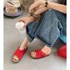 Krazing Pot Cow Suede Nubuck Summer Size 40 Outside Slippers Flat Platform Flip Flops Low Heels Women Peep Toe Sandals