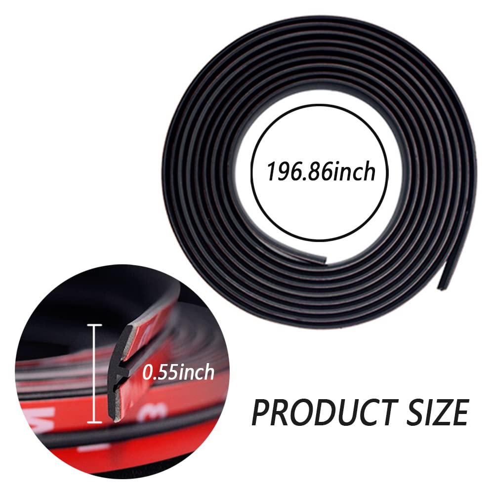 16.6ft/5m Cuttable T-Car Sunroof Cover Seal Rubber Trim Dust & Weather Resistant Strip Windshield Tailgate Adhesive Rubber Seal Strip