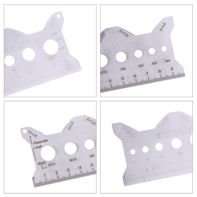 Bolt Measuring Tool Bolt Thread Stainless Steel Sizer Flat Double-Sided Screw Measuring Device For Pattern Jewelry Watch