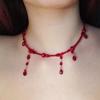Red Blood Drop Necklace Tassel Halloween Choker Fashion Halloween Collarbone Chain  Girl