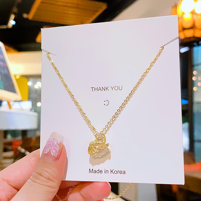 Luxury Full Zircon Red Crystal Pendant Necklace For Women Titanium Steel Girls Couple Lady Gift Fashion Jewelry