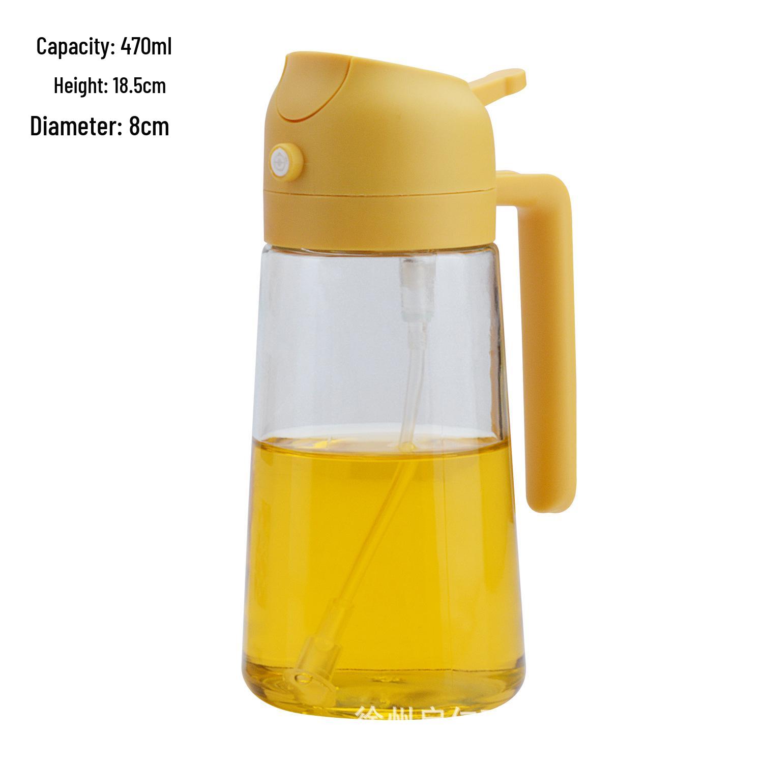 

470ml Glass Dual-Use Oil Dispenser: Large Capacity, Press-Type, Non-Drip Atomizing Bottle for Kitchen.