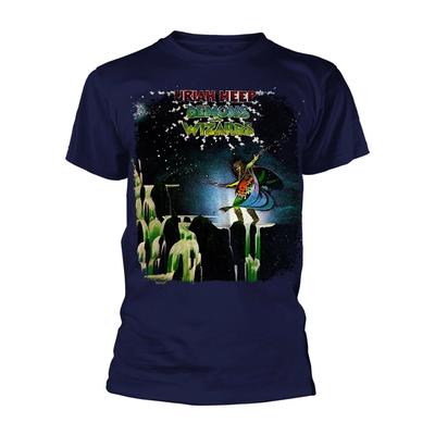 Uriah Heep 'Demons And Wizards' Navy Blue T Shirt - NEW
