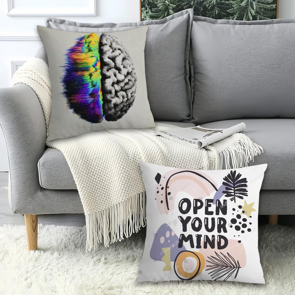 V-Vintage Abstract Open Your Mind Pillow Case Office Cushions Suitable For Sofa Car Decorative Cushion Cover