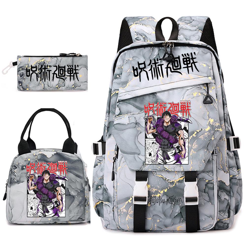 Anime Jujutsu Kaisen Rugzak Set voor Meisjes 3 stuks School Boekentas Lunchtas Etui Casual Reis Rugzak