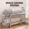 Premium Stainless Steel Pull Out Dish Rack Kitchen Cabinet Drawer Bowl Plate Drying Multi Size Storage Organizer