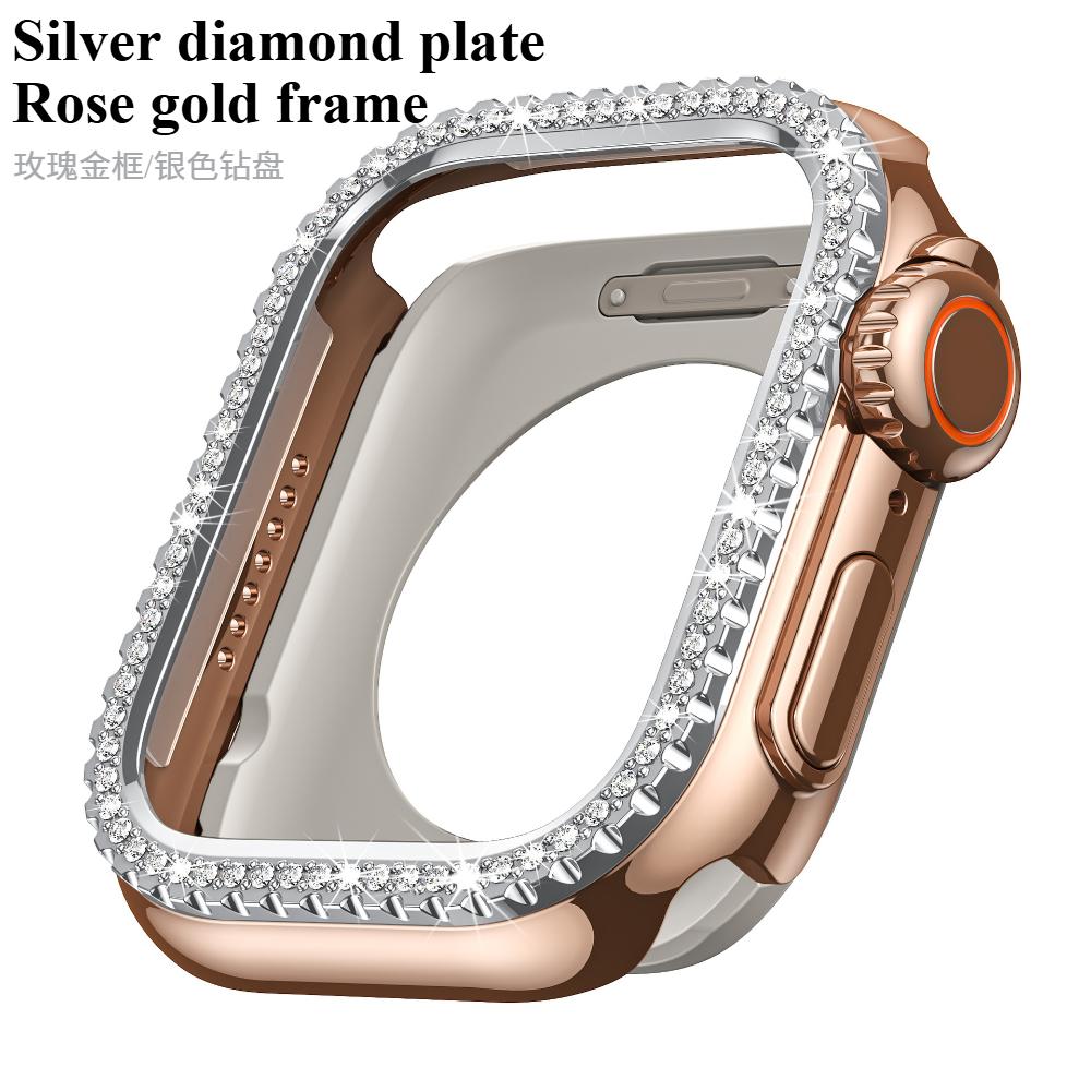Lesklý Glamour Diamantový Dutý Ochranný Nárazuvzdorný Kryt iWatch Watchase Pro Apple Watch Kovový 44mm 45mm Bling Kryt pro iwatch SE/9/8/7/6/5