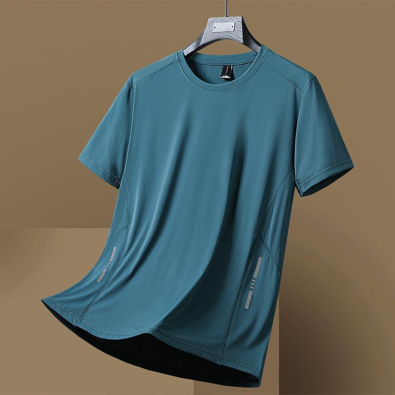 Rychleschnoucí pánské tričko s krátkým rukávem Ice Silk, tenké, volné, nadměrné, ležérní sportovní tričko s půl rukávem