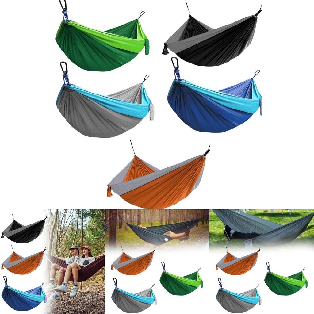 Double Nylon Hammock With Parachute Fabric For Outdoor Camping And Portable Use
