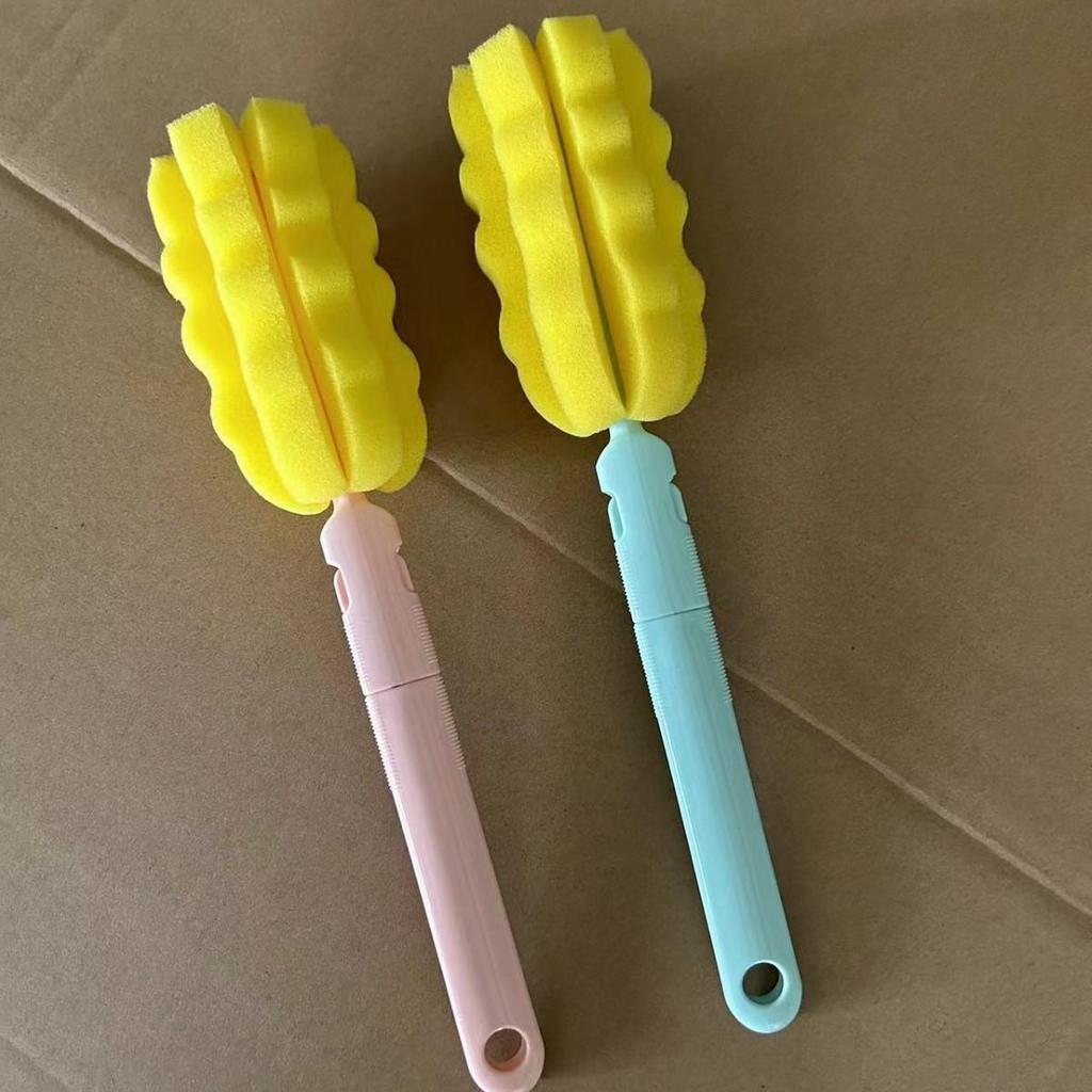 Long Handle Baby Bottle & Insulated Cup Brush with Detachable Sponge Head
