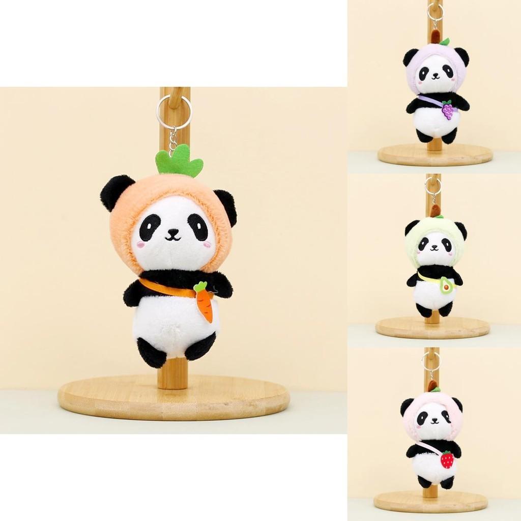 Cute Kawaii Panda Keychain Plush Toy Short Fur Stuffed Animal Doll For Backpacks And Gifts 12cm