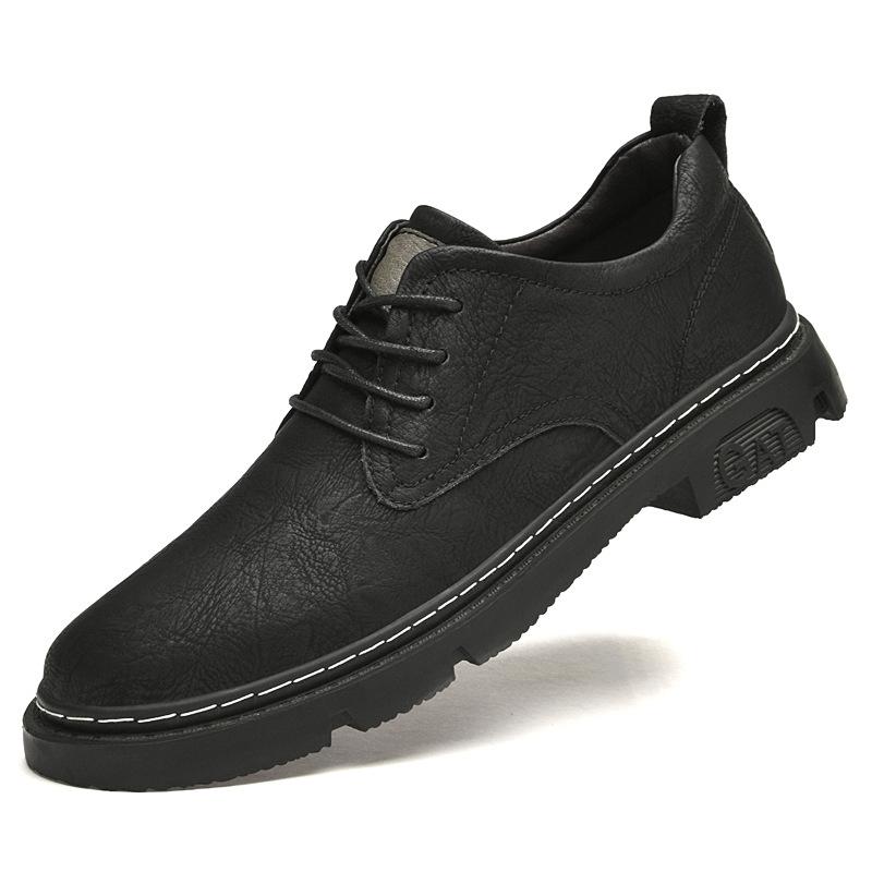 

Four Seasons Men s Shoes Small Leather Boots Black Low Top Martin Boots Fashion Business Men s Shoes Lace Up Green Men s Trendy Shoes 44 чёрный