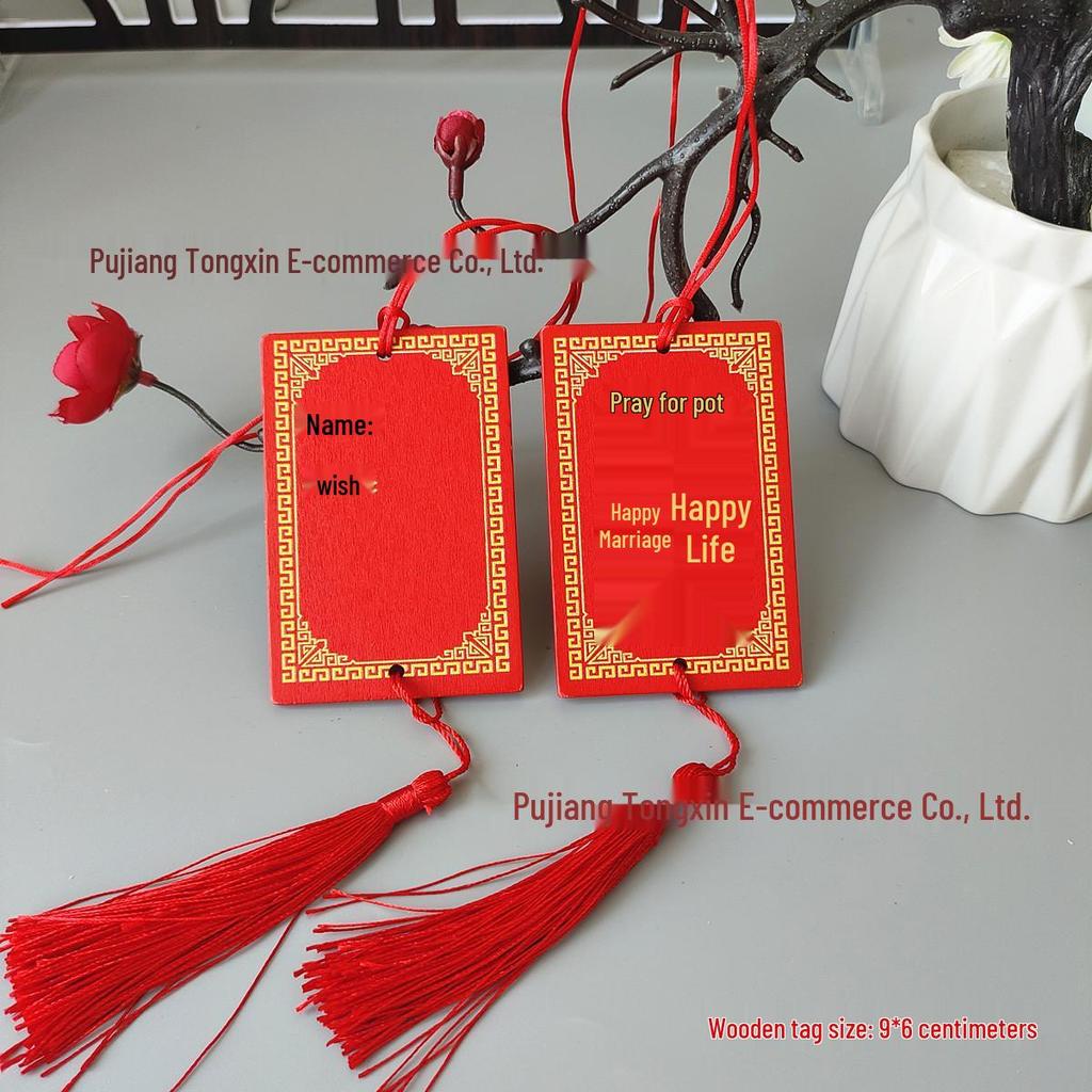 Handwritten Wooden Blessing Plaque Hanging Decoration - Customizable with Logo for Temples and Scenic Areas