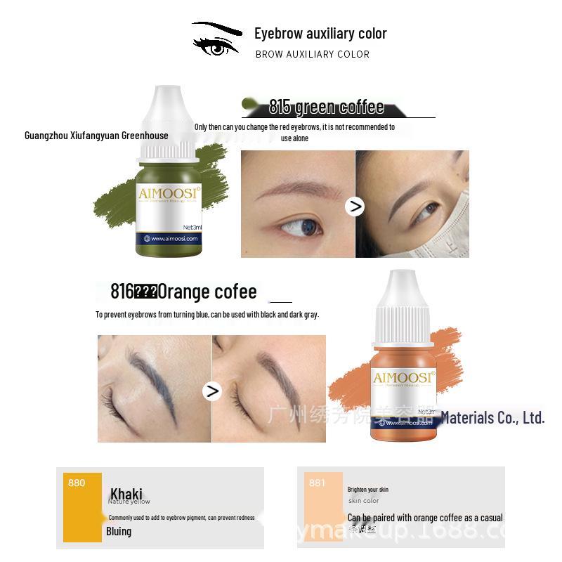 AIMOOSI Microblading Semi-Permanent Pigment: Red, Blue for Eyebrows, Dark Lips, Flesh Pink Emulsion