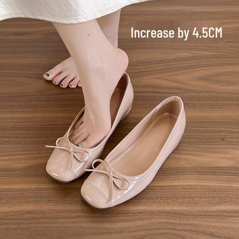 

Women s Versatile Mary Jane Shoes with Hidden Heel, Pointed Toe, Square Buckle, and Bow 34 чёрный