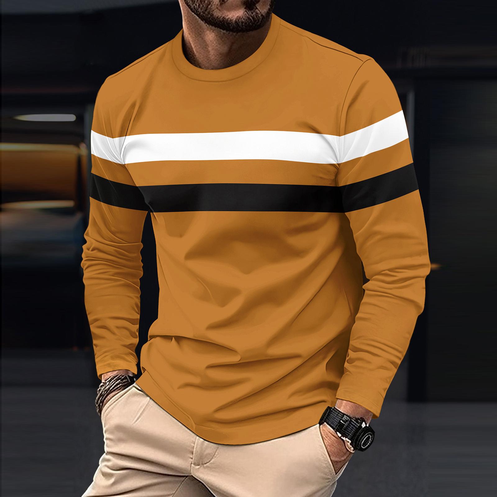 

Men s T Shirt O-Neck Clothing Apparel Outdoor Long Sleeve Print Fashion Designer Vintage XL оранжевый