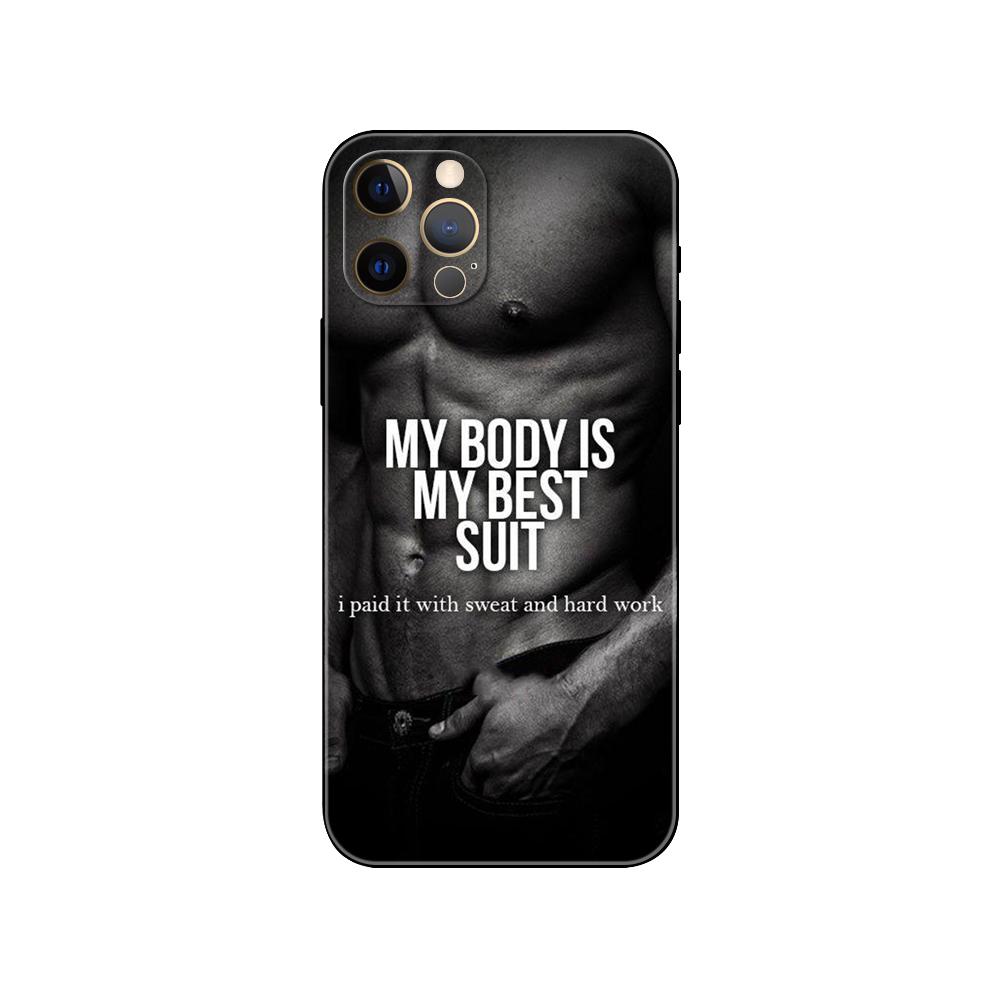 Bodybuilding Gym Fitness Workout Handyhülle für iPhone 2020se 6s 7 8 plus x 10 XR XS 11 12 13 mini pro MAX schwarze TPU-Rückseite