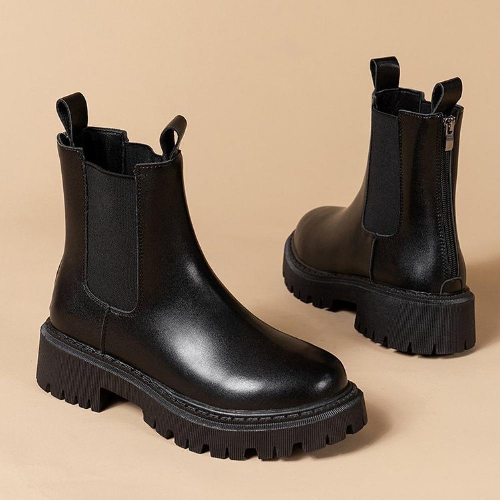 Fashion New Autumn Winter Chelsea Boots 2025 Women Platform Black Beige Ankle Boots For Women Fur Short Chunky Punk Gothic Shoes