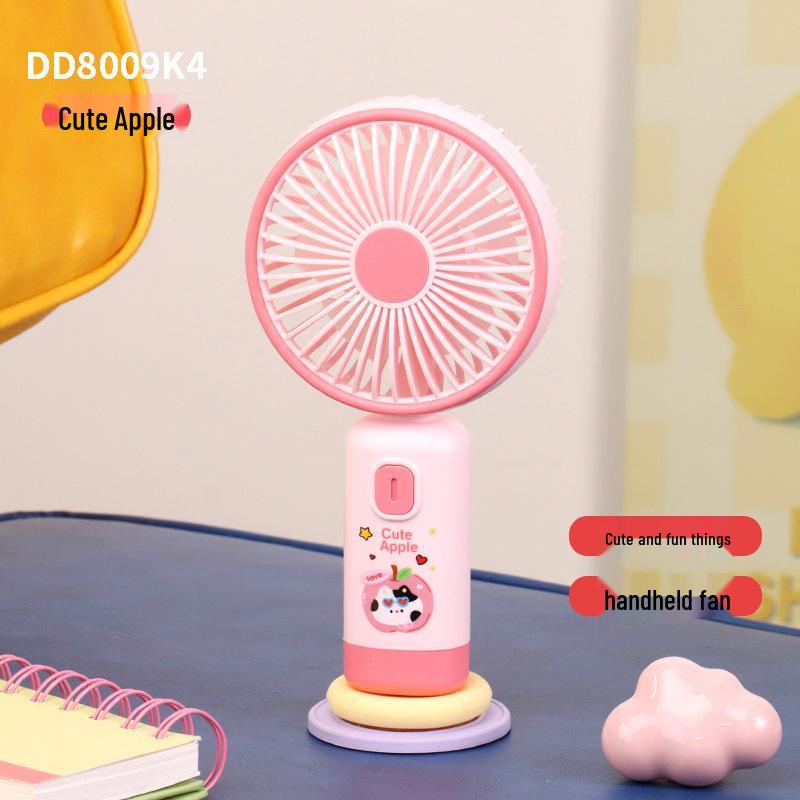 Adorable USB Rechargeable Mini Cartoon Fan - Silent, Portable, Perfect Student Gift for Outdoor Use Box Packaging + USB Charging Cable