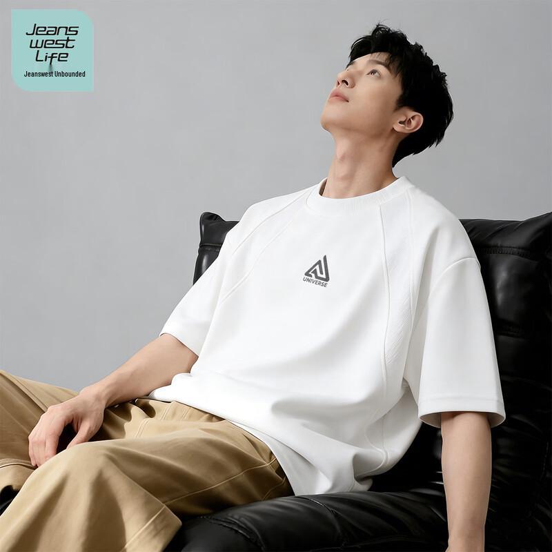 

JEANSWEST LIFE Men s Spliced Loose Fit Short Sleeve T-Shirt L
