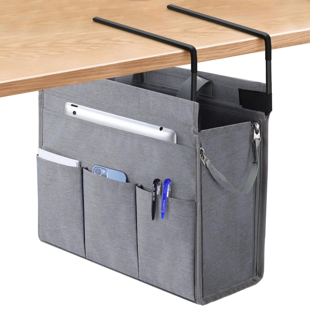 MASTLU Hanging Box, Under-Table Storage Cabinet Bag, Fits A4 Laptops, Portable Storage, Hanging Magazine Rack, Table Rack, Hanging, Meeting Bag,