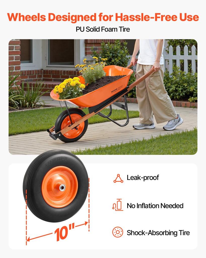 Wheelbarrow Cart One Wheel Garden Dump Cart 330 lbs Yard Utility Cart