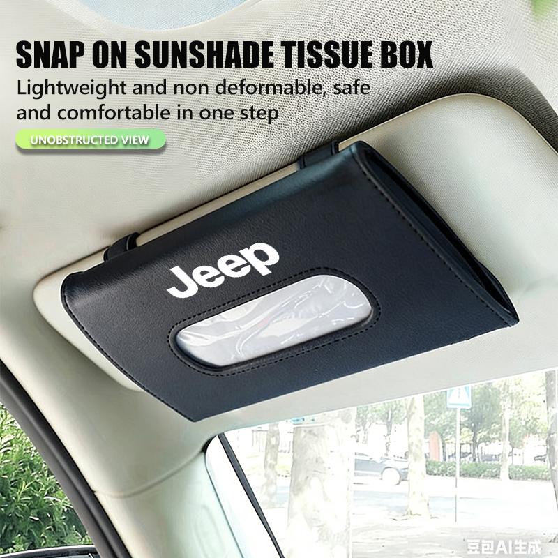 For Jeep Snap-fit Car Sun Visor Tissue Box Storage Accessories Cherokee Wrangler JK Gladiator Compass Renegade Patriot AKN1