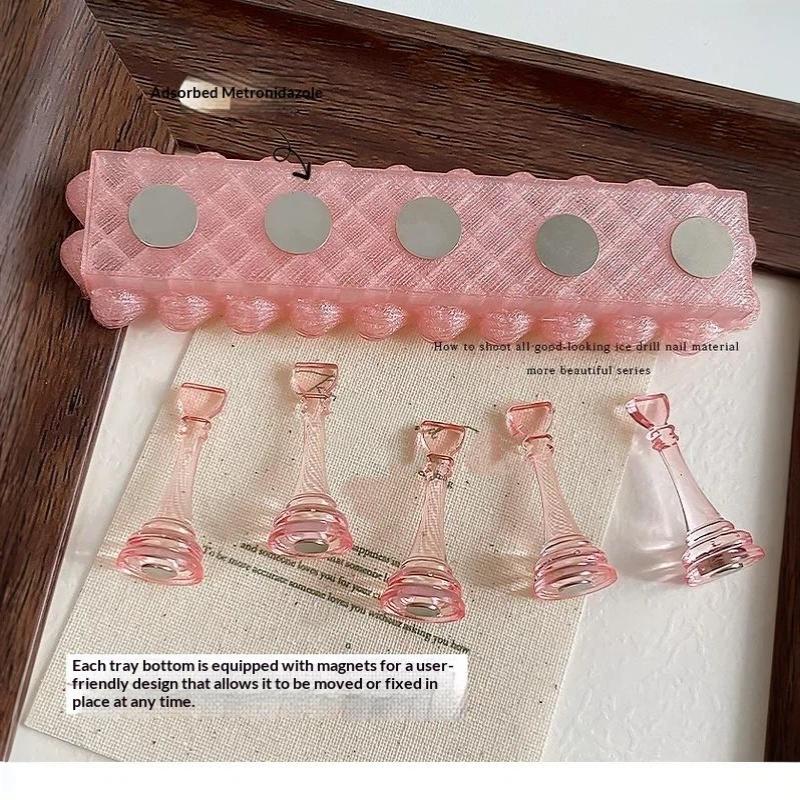 6Pcs/Set Nail Holder Aurora Nail Stand For Painting Magnetic Press On Nail Tech Must Haves Practice Acrylic Nail Art Display