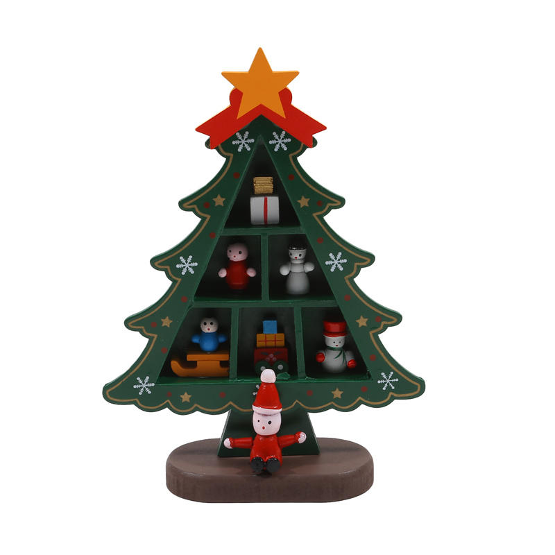 Mini Dřevěná Vánoční Stromková Dekorace Dárek Roztomilá Domácí Stolní Kancelářská Dekorace Párty DIY Dárek Nový Rok Dětský Dárek