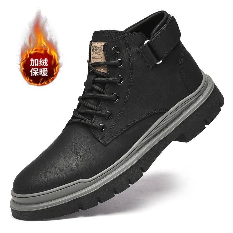 Fashion New Luxury Genuine Leather Laced Desert Boots Men Shoe Brand Leather Handmade Designer Ankle Boot Fashion Outdoor Round Toe Boot