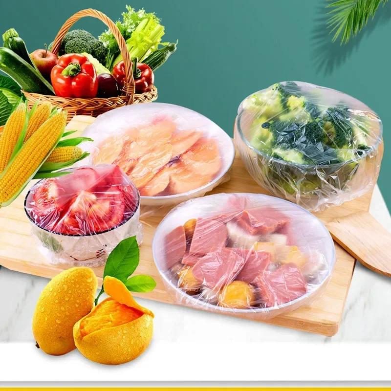 50/100/300Pcs Disposable Food Covers Vegetable And Fruit Protective Film Elastic Plastic Storage Bag Kitchen Storage Bag Quality